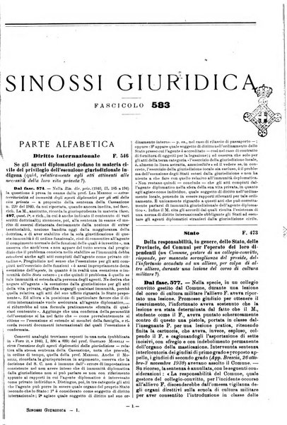 Sinossi giuridica compendio ordinato di giurisprudenza, scienza e bibliografia ...