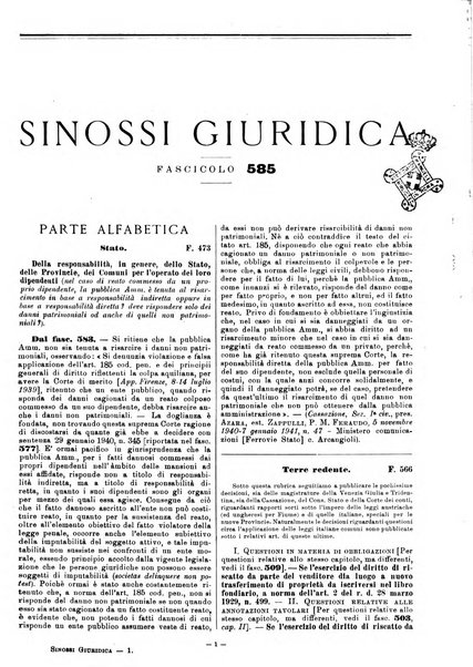 Sinossi giuridica compendio ordinato di giurisprudenza, scienza e bibliografia ...