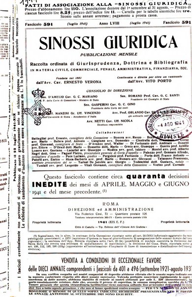 Sinossi giuridica compendio ordinato di giurisprudenza, scienza e bibliografia ...