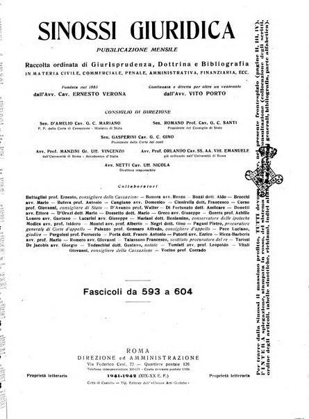 Sinossi giuridica compendio ordinato di giurisprudenza, scienza e bibliografia ...