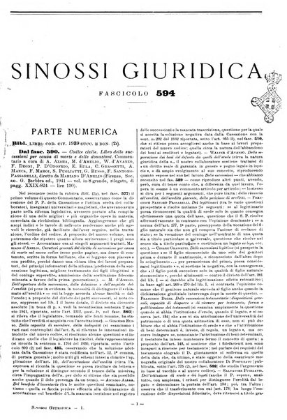 Sinossi giuridica compendio ordinato di giurisprudenza, scienza e bibliografia ...