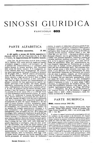 Sinossi giuridica compendio ordinato di giurisprudenza, scienza e bibliografia ...