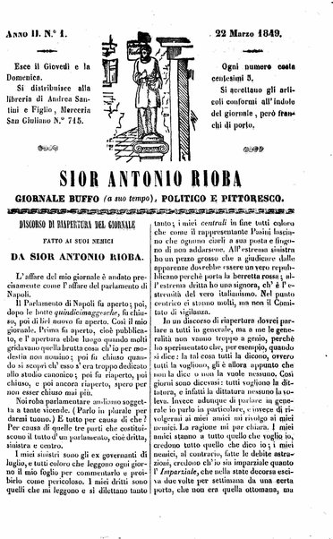 Sior Antonio Rioba : giornale buffo, politico e pittoresco