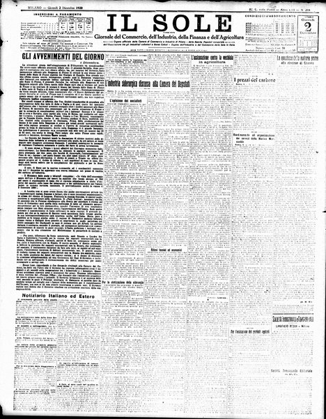 Il sole : giornale commerciale, agricolo, industriale... : organo ufficiale della Camera di commercio e industria di Milano ...
