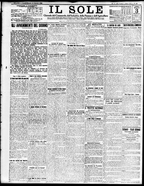 Il sole : giornale commerciale, agricolo, industriale... : organo ufficiale della Camera di commercio e industria di Milano ...