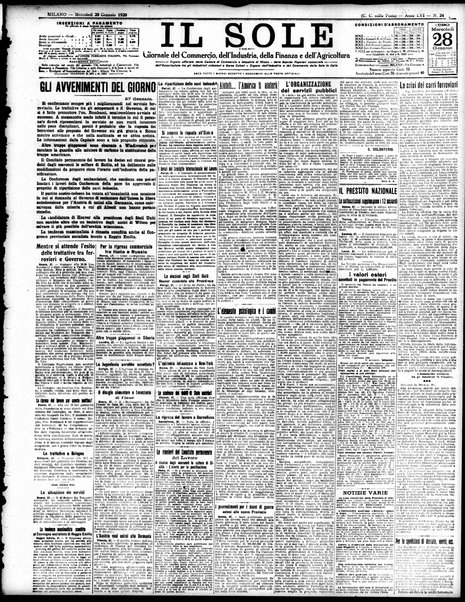 Il sole : giornale commerciale, agricolo, industriale... : organo ufficiale della Camera di commercio e industria di Milano ...