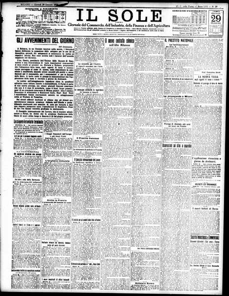 Il sole : giornale commerciale, agricolo, industriale... : organo ufficiale della Camera di commercio e industria di Milano ...