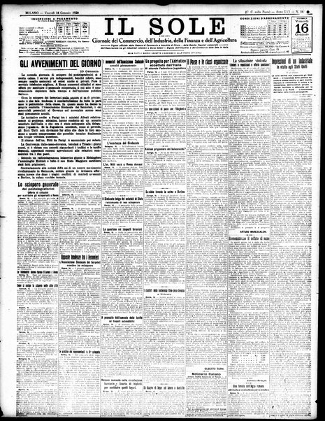 Il sole : giornale commerciale, agricolo, industriale... : organo ufficiale della Camera di commercio e industria di Milano ...