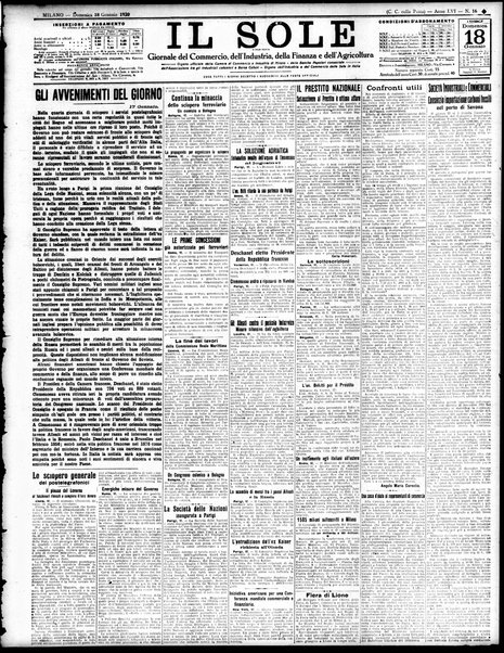 Il sole : giornale commerciale, agricolo, industriale... : organo ufficiale della Camera di commercio e industria di Milano ...