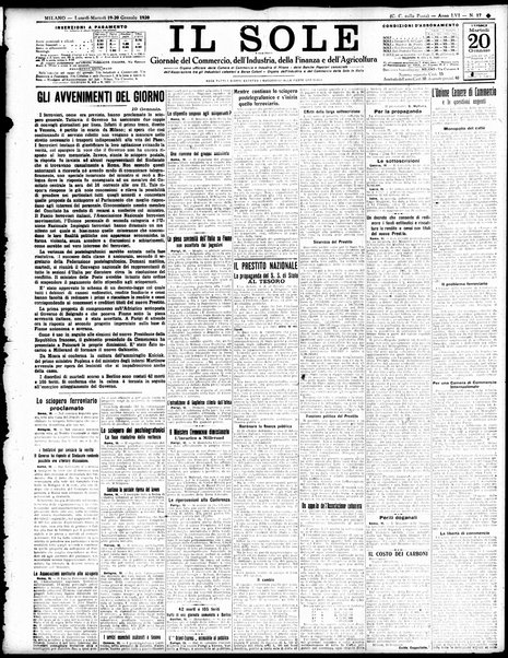 Il sole : giornale commerciale, agricolo, industriale... : organo ufficiale della Camera di commercio e industria di Milano ...