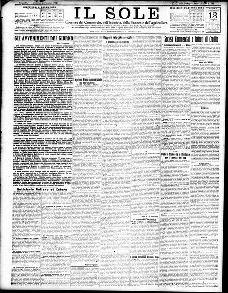 Il sole : giornale commerciale, agricolo, industriale... : organo ufficiale della Camera di commercio e industria di Milano ...