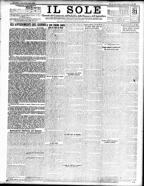 Il sole : giornale commerciale, agricolo, industriale... : organo ufficiale della Camera di commercio e industria di Milano ...