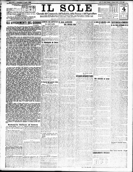 Il sole : giornale commerciale, agricolo, industriale... : organo ufficiale della Camera di commercio e industria di Milano ...