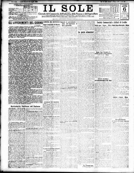Il sole : giornale commerciale, agricolo, industriale... : organo ufficiale della Camera di commercio e industria di Milano ...