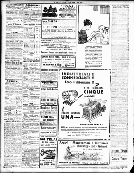 Il sole : giornale commerciale, agricolo, industriale... : organo ufficiale della Camera di commercio e industria di Milano ...