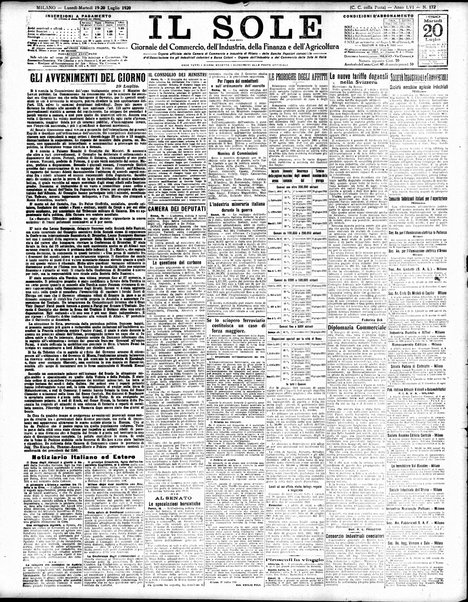 Il sole : giornale commerciale, agricolo, industriale... : organo ufficiale della Camera di commercio e industria di Milano ...