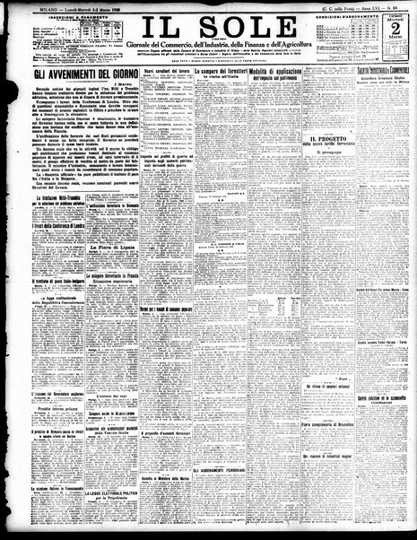 Il sole : giornale commerciale, agricolo, industriale... : organo ufficiale della Camera di commercio e industria di Milano ...