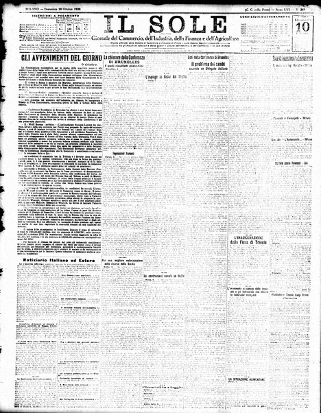 Il sole : giornale commerciale, agricolo, industriale... : organo ufficiale della Camera di commercio e industria di Milano ...