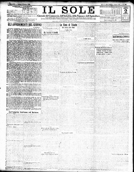 Il sole : giornale commerciale, agricolo, industriale... : organo ufficiale della Camera di commercio e industria di Milano ...