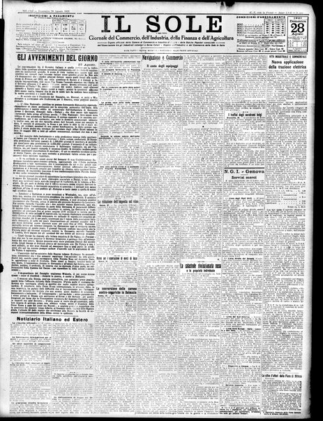 Il sole : giornale commerciale, agricolo, industriale... : organo ufficiale della Camera di commercio e industria di Milano ...