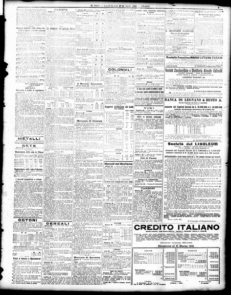 Il sole : giornale commerciale, agricolo, industriale... : organo ufficiale della Camera di commercio e industria di Milano ...