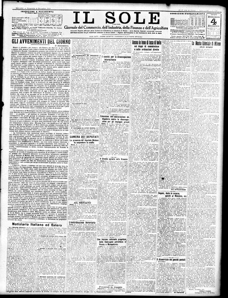 Il sole : giornale commerciale, agricolo, industriale... : organo ufficiale della Camera di commercio e industria di Milano ...
