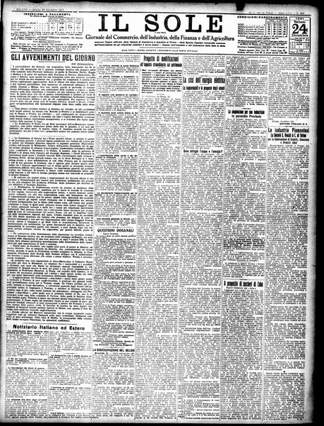 Il sole : giornale commerciale, agricolo, industriale... : organo ufficiale della Camera di commercio e industria di Milano ...