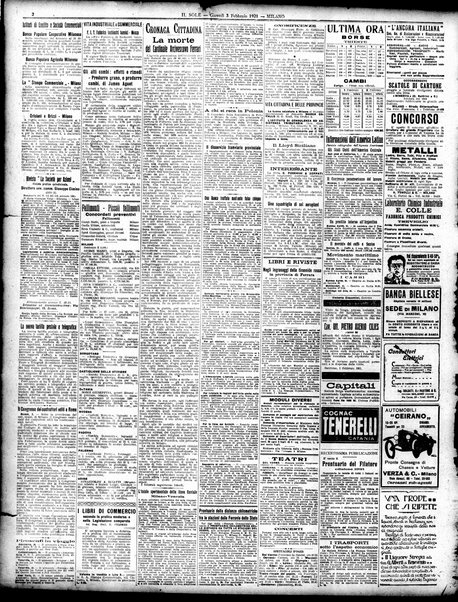 Il sole : giornale commerciale, agricolo, industriale... : organo ufficiale della Camera di commercio e industria di Milano ...