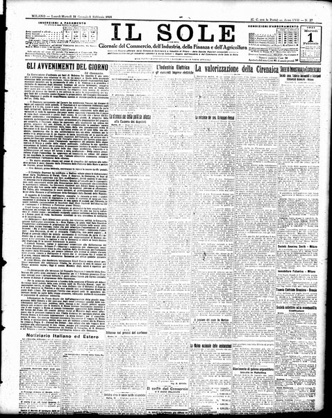 Il sole : giornale commerciale, agricolo, industriale... : organo ufficiale della Camera di commercio e industria di Milano ...