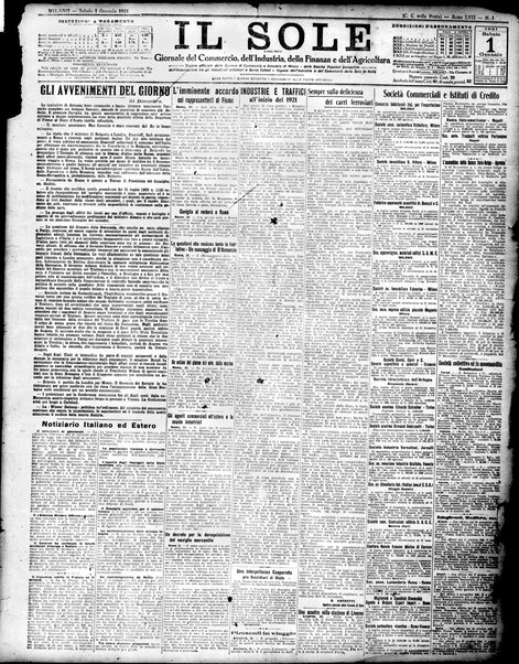 Il sole : giornale commerciale, agricolo, industriale... : organo ufficiale della Camera di commercio e industria di Milano ...