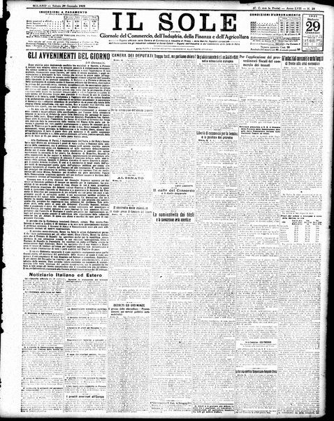 Il sole : giornale commerciale, agricolo, industriale... : organo ufficiale della Camera di commercio e industria di Milano ...