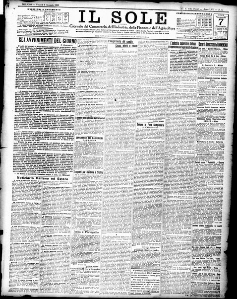 Il sole : giornale commerciale, agricolo, industriale... : organo ufficiale della Camera di commercio e industria di Milano ...