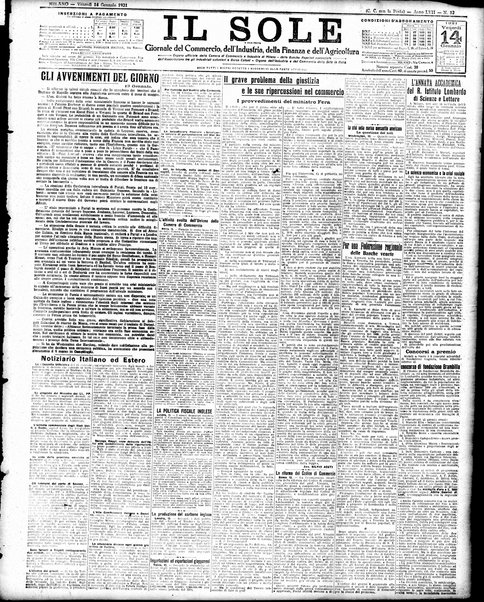 Il sole : giornale commerciale, agricolo, industriale... : organo ufficiale della Camera di commercio e industria di Milano ...