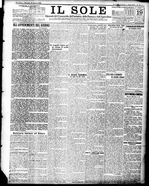 Il sole : giornale commerciale, agricolo, industriale... : organo ufficiale della Camera di commercio e industria di Milano ...