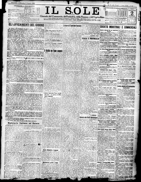 Il sole : giornale commerciale, agricolo, industriale... : organo ufficiale della Camera di commercio e industria di Milano ...