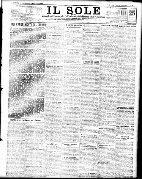 Il sole : giornale commerciale, agricolo, industriale... : organo ufficiale della Camera di commercio e industria di Milano ...