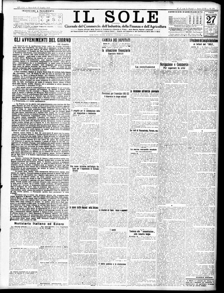 Il sole : giornale commerciale, agricolo, industriale... : organo ufficiale della Camera di commercio e industria di Milano ...