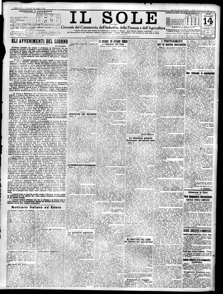 Il sole : giornale commerciale, agricolo, industriale... : organo ufficiale della Camera di commercio e industria di Milano ...