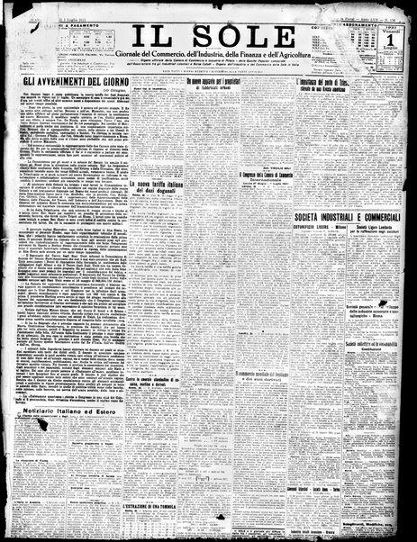 Il sole : giornale commerciale, agricolo, industriale... : organo ufficiale della Camera di commercio e industria di Milano ...
