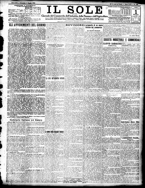 Il sole : giornale commerciale, agricolo, industriale... : organo ufficiale della Camera di commercio e industria di Milano ...