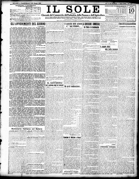 Il sole : giornale commerciale, agricolo, industriale... : organo ufficiale della Camera di commercio e industria di Milano ...