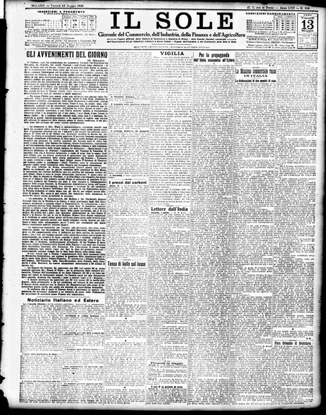 Il sole : giornale commerciale, agricolo, industriale... : organo ufficiale della Camera di commercio e industria di Milano ...