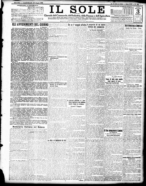 Il sole : giornale commerciale, agricolo, industriale... : organo ufficiale della Camera di commercio e industria di Milano ...