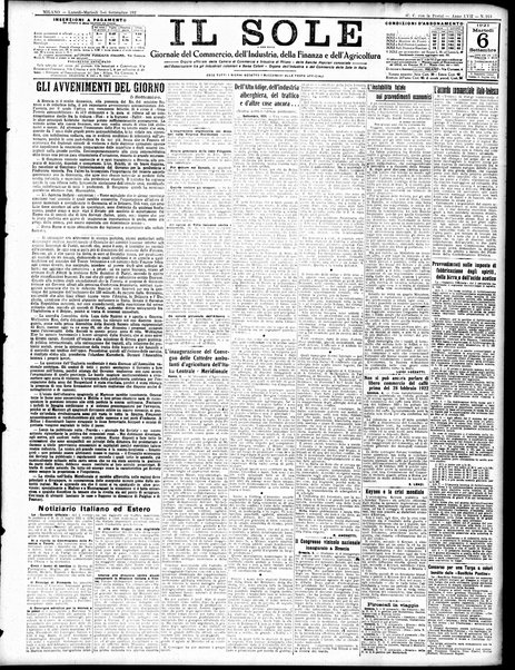Il sole : giornale commerciale, agricolo, industriale... : organo ufficiale della Camera di commercio e industria di Milano ...