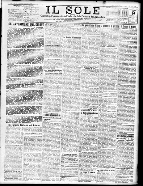 Il sole : giornale commerciale, agricolo, industriale... : organo ufficiale della Camera di commercio e industria di Milano ...