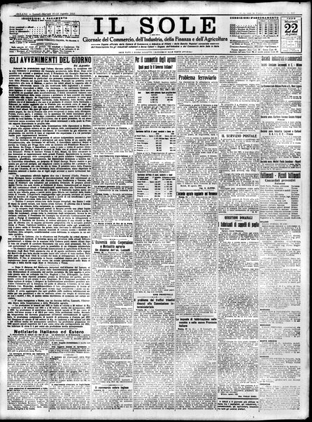 Il sole : giornale commerciale, agricolo, industriale... : organo ufficiale della Camera di commercio e industria di Milano ...