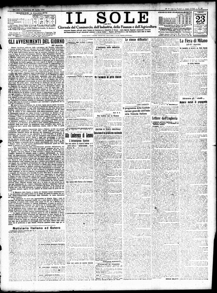 Il sole : giornale commerciale, agricolo, industriale... : organo ufficiale della Camera di commercio e industria di Milano ...