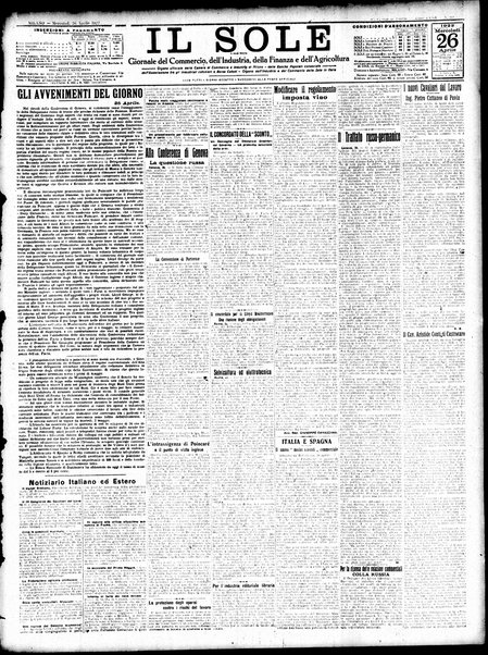Il sole : giornale commerciale, agricolo, industriale... : organo ufficiale della Camera di commercio e industria di Milano ...
