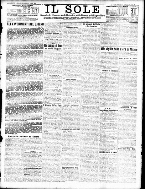 Il sole : giornale commerciale, agricolo, industriale... : organo ufficiale della Camera di commercio e industria di Milano ...