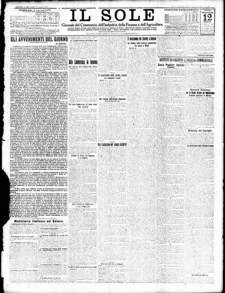 Il sole : giornale commerciale, agricolo, industriale... : organo ufficiale della Camera di commercio e industria di Milano ...